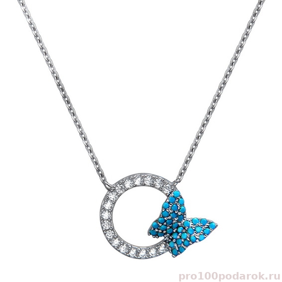 Серебряное колье с бабочкой