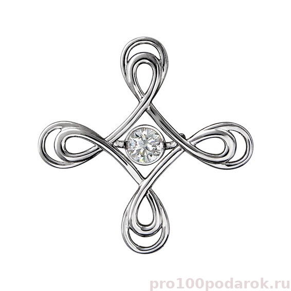 Серебряный кулон с танцующим фианитом