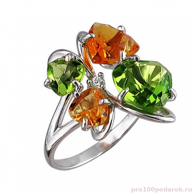 Серебряное кольцо с самоцветами