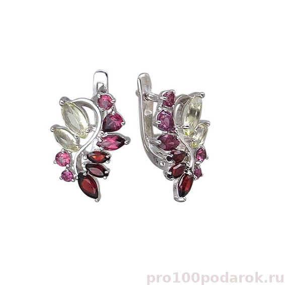 Серьги из серебра с самоцветами